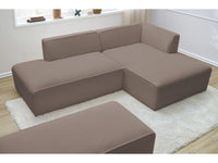 Modulinė kampinė sofa MEGEVE su pufu prie tamsesnės sienos