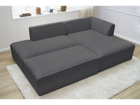 Kampinė sofa MEGEVE tamsiai pilka spalva dešininis kampas su pufu iš šono