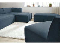 Kampinė modulinė sofa MEGEVE, tamsiai mėlyna, su pufu kampinis vaizdas