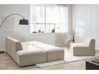 Kampinė modulinė sofa MEGEVE, smėlinė, su pufu su pufu