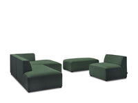 Kampinė modulinė sofa MEGEVE, žalia, su pufu audinio tekstūra