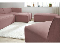 Kampinė modulinė sofa MEGEVE, rožinė, su pufu detalės vaizdas