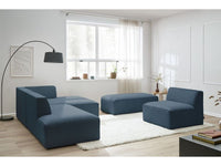 Kampinė modulinė sofa MEGEVE, tamsiai mėlyna, su pufu su pagalvėlėmis