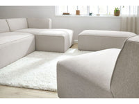 Kampinė modulinė sofa MEGEVE, smėlinė, su pufu audinio tekstūra