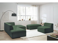 Kampinė modulinė sofa MEGEVE, žalia, su pufu vaizdas iš priekio