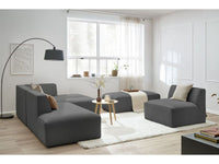 Kampinė modulinė sofa MEGEVE, tamsiai pilka, su pufu detalės vaizdas
