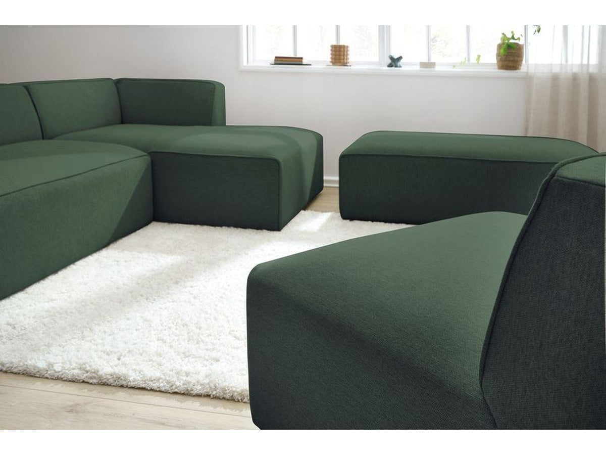 Kampinė modulinė sofa MEGEVE, žalia, su pufu su pufu