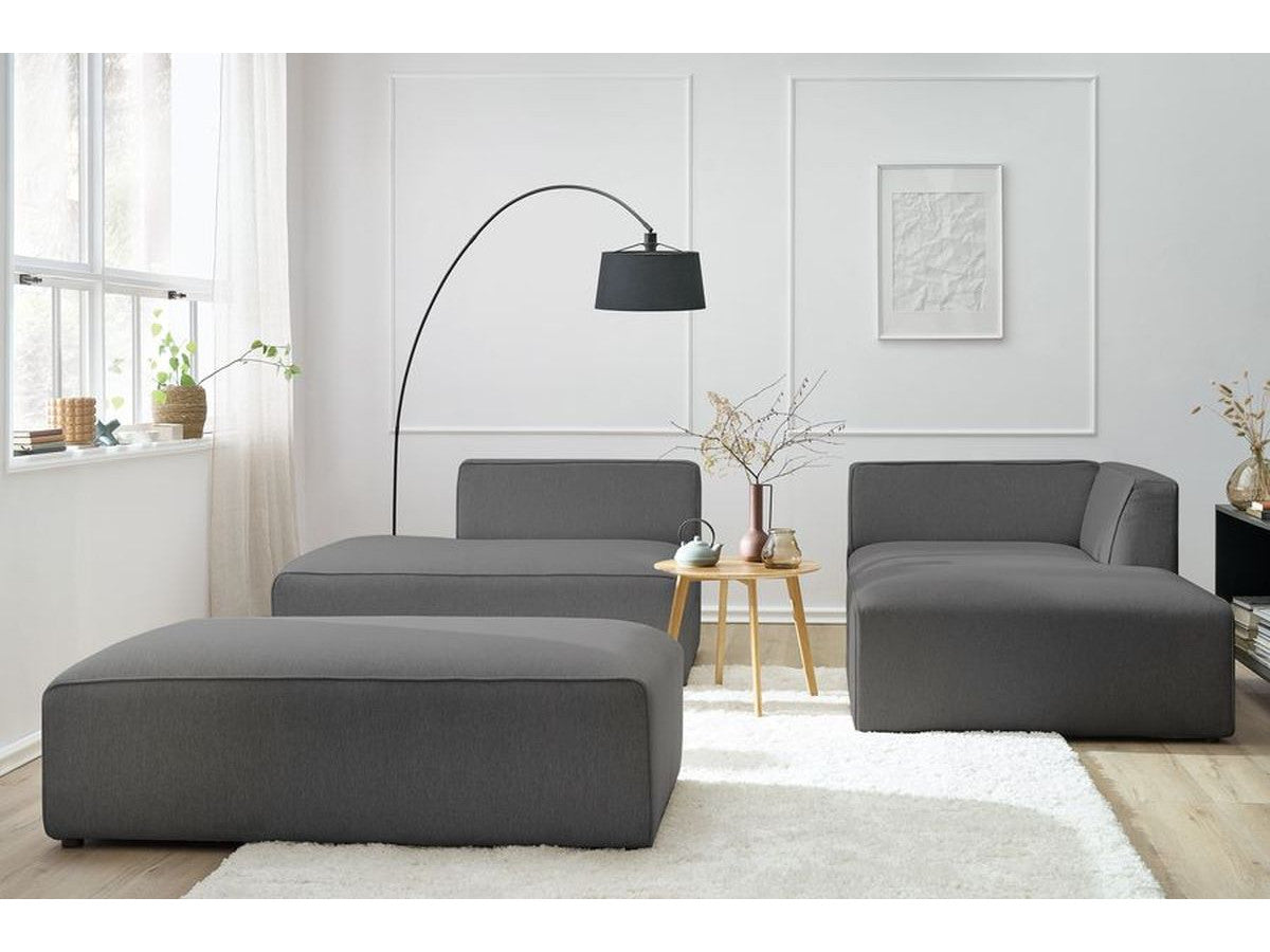 Kampinė modulinė sofa su pufu, tamsiai pilka detalės vaizdas