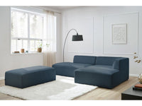 Kampinė modulinė sofa su pufu, tamsiai mėlyna vaizdas iš priekio