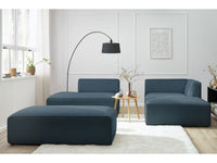 Kampinė modulinė sofa su pufu, tamsiai mėlyna su pagalvėlėmis
