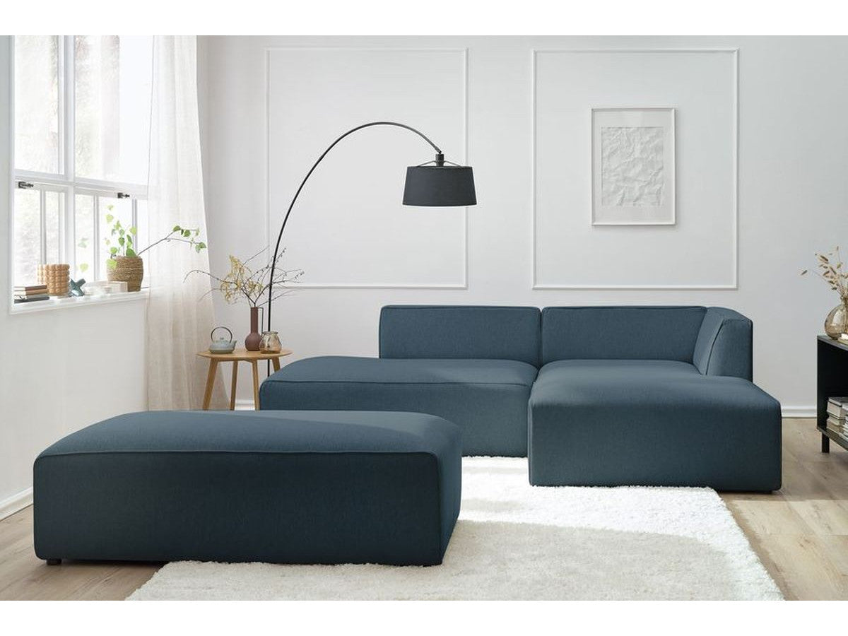 Kampinė modulinė sofa su pufu, tamsiai mėlyna detalės vaizdas