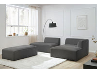Kampinė modulinė sofa su pufu, tamsiai pilka vaizdas iš šono