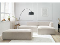 Kampinė modulinė sofa su pufu, smėlinė su pagalvėlėmis