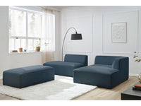 Kampinė modulinė sofa su pufu, tamsiai mėlyna vaizdas iš šono
