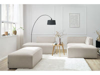 Kampinė modulinė sofa su pufu, smėlinė su pufu