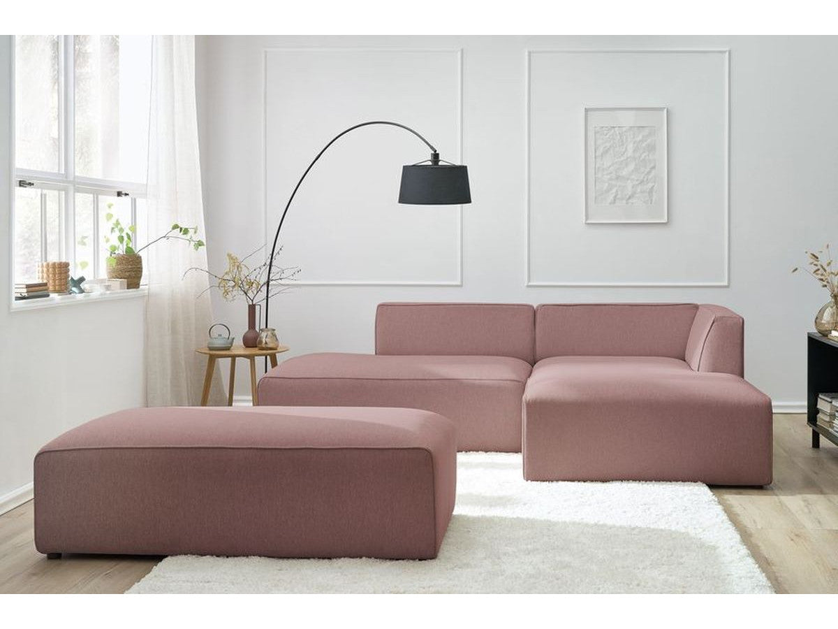 Kampinė modulinė sofa su pufu, rožinė detalės vaizdas
