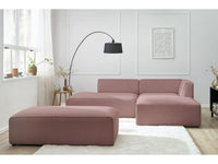 Kampinė modulinė sofa su pufu, rožinė detalės vaizdas