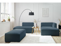 Kampinė modulinė sofa su pufu, tamsiai mėlyna su pufu