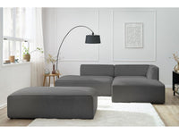 Kampinė modulinė sofa su pufu, tamsiai pilka su pagalvėlėmis