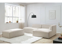 Kampinė modulinė sofa su pufu, smėlinė vaizdas iš priekio
