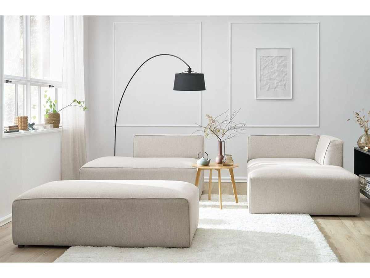 Kampinė modulinė sofa su pufu, smėlinė detalės vaizdas