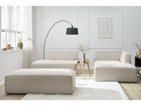 Kampinė modulinė sofa su pufu, smėlinė detalės vaizdas