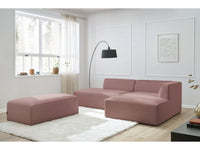 Kampinė modulinė sofa su pufu, rožinė vaizdas iš priekio