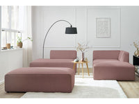 Kampinė modulinė sofa su pufu, rožinė su pagalvėlėmis