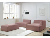 Kampinė modulinė sofa su pufu, rožinė vaizdas iš šono