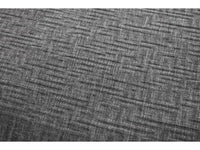 Kampinė modulinė sofa su pufu ir tamsiai pilka audinio tekstūra