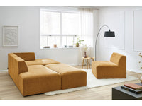 Kampinė modulinė sofa MEGEVE, geltona, su pufu detalės vaizdas