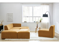 Kampinė modulinė sofa MEGEVE, geltona, su pufu su pufu