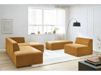 Kampinė modulinė sofa MEGEVE, geltona, su pufu vaizdas iš šono