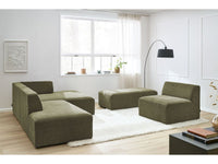 Kampinė modulinė sofa su pufu ir žalia vaizdas iš šono