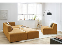 Kampinė modulinė sofa MEGEVE, geltona, su pufu su pagalvėlėmis
