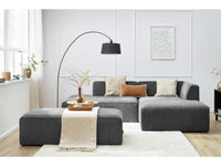 Kampinė modulinė sofa su pufu MEGEVE, tamsiai pilka moderniame interjere