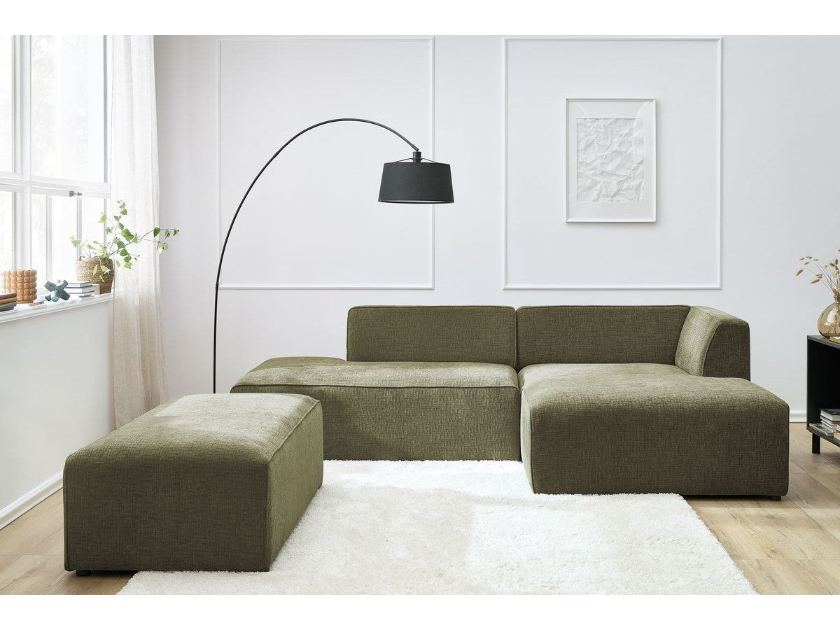 Kampinė modulinė sofa su pufu MEGEVE, žalia vaizdas iš šono