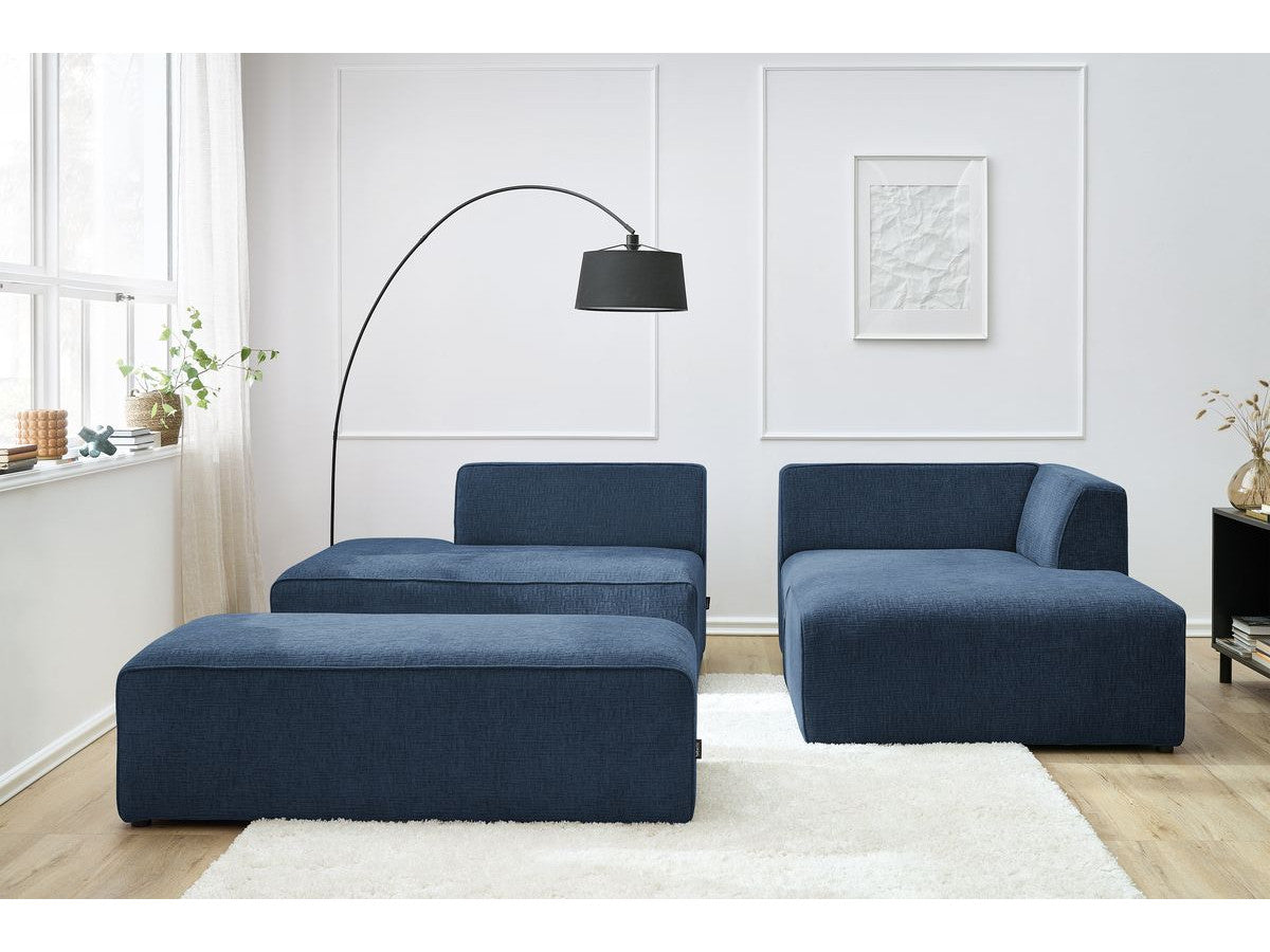 Kampinė modulinė sofa su pufu MEGEVE, tamsiai mėlyna su pufu