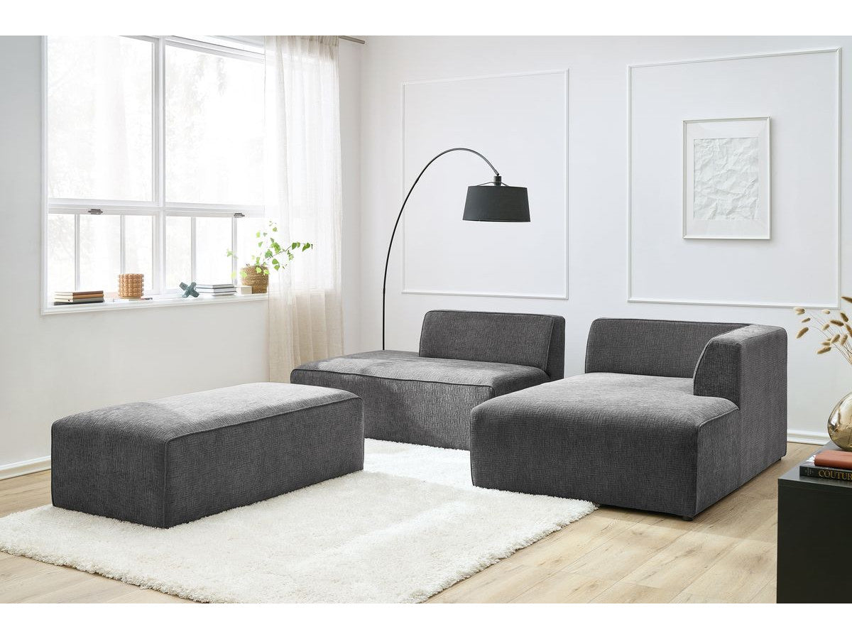Kampinė modulinė sofa su pufu MEGEVE, tamsiai pilka vaizdas iš priekio