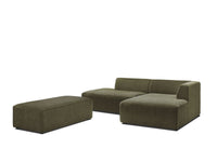 Kampinė modulinė sofa su pufu MEGEVE, žalia audinio tekstūra