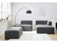 Kampinė modulinė sofa su pufu MEGEVE, tamsiai pilka svetainės interjere