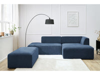 Kampinė modulinė sofa su pufu MEGEVE, tamsiai mėlyna vaizdas iš šono