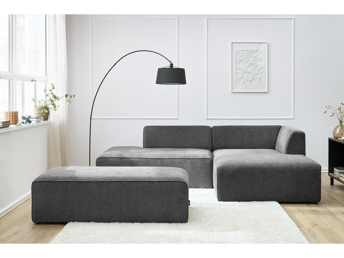 Kampinė modulinė sofa su pufu MEGEVE, tamsiai pilka su pufu