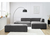 Kampinė modulinė sofa su pufu MEGEVE, tamsiai pilka su pufu