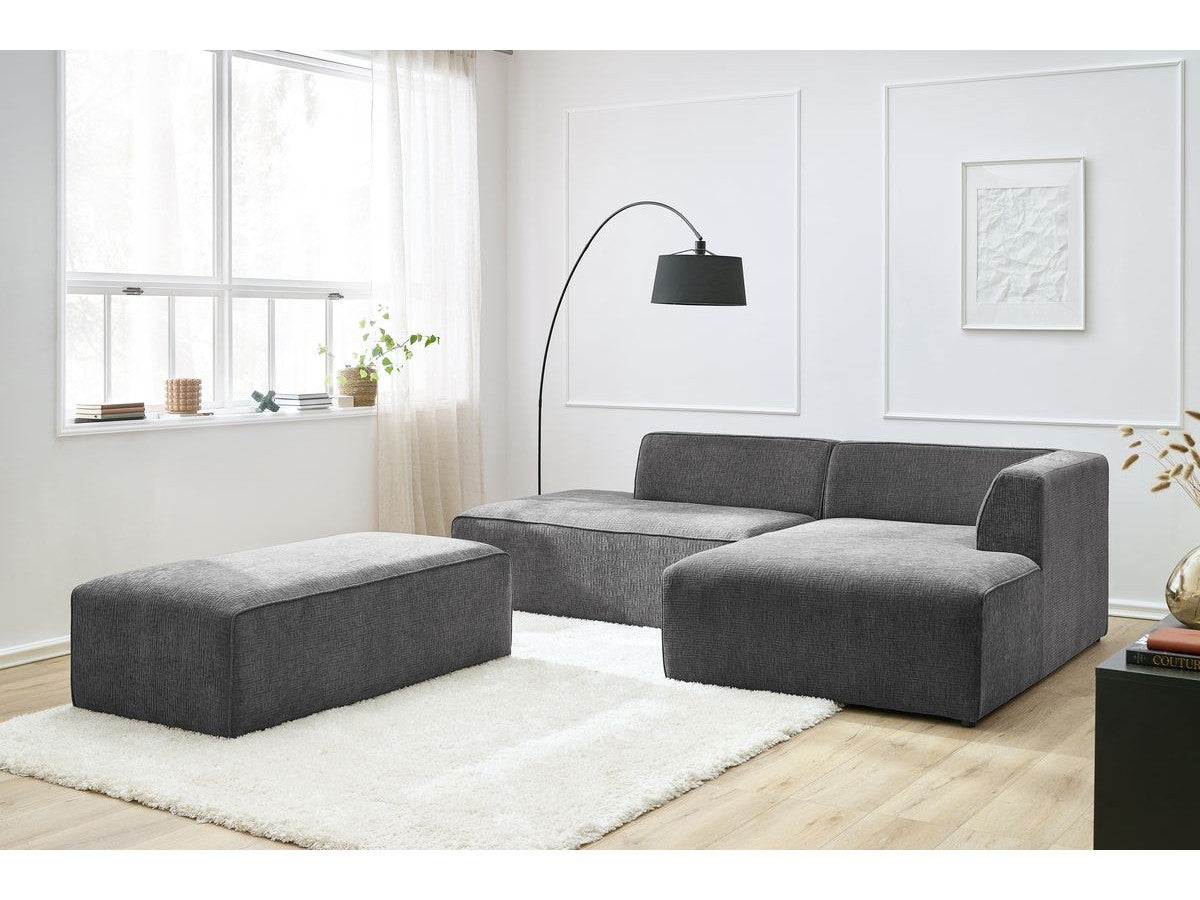Kampinė modulinė sofa su pufu MEGEVE, tamsiai pilka kampinis vaizdas