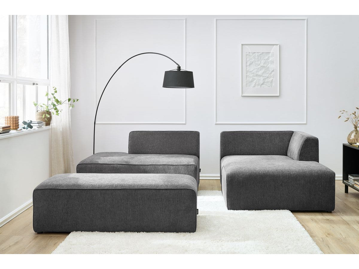 Kampinė modulinė sofa su pufu MEGEVE, tamsiai pilka su pagalvėlėmis