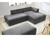 Kampinė modulinė sofa su pufu MEGEVE, tamsiai pilka detalės vaizdas