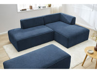 Kampinė modulinė sofa su pufu MEGEVE, tamsiai mėlyna su pagalvėlėmis