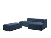 Kampinė modulinė sofa su pufu MEGEVE, tamsiai mėlyna audinio tekstūra