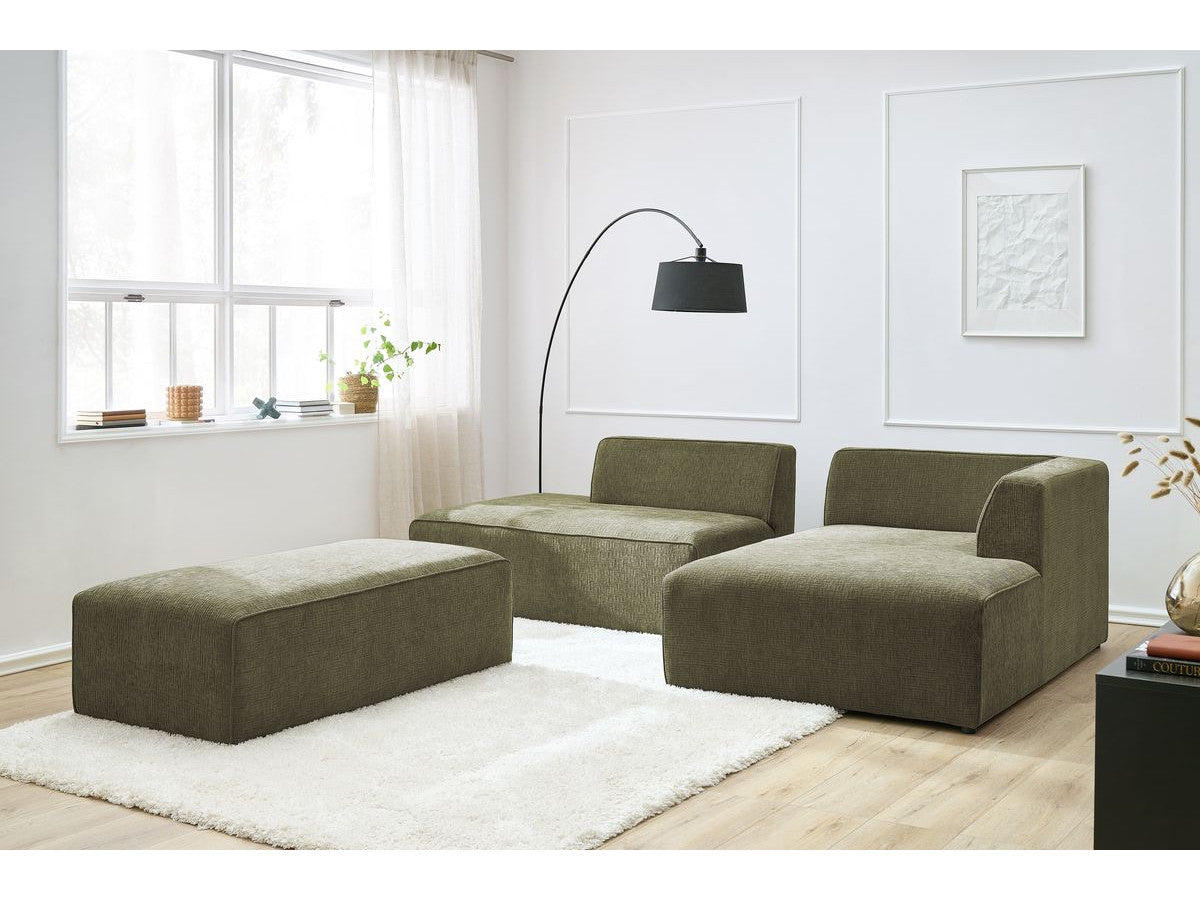Kampinė modulinė sofa su pufu MEGEVE, žalia vaizdas iš priekio